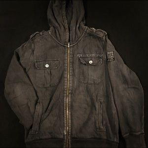 Calvin Klein’s Men’s Dark Grey Torn Style Hoodie